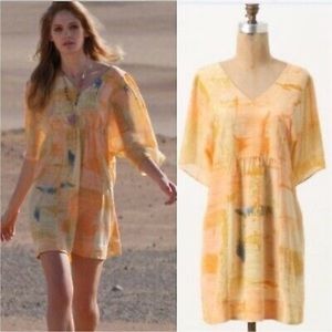 COPY - Anthropologie Maeve painted watercolor silk ume tunic dress